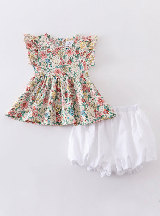 Floral Ruffle Two Piece Set